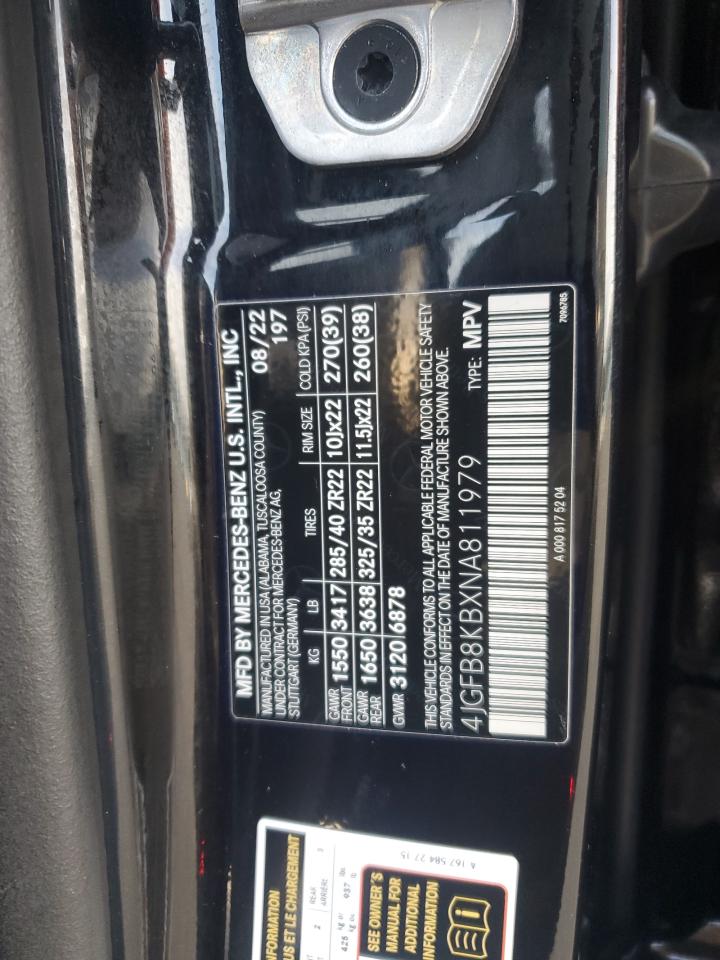 2022 MERCEDES-BENZ GLE 63 AMG 4MATIC VIN:4JGFB8KBXNA811979