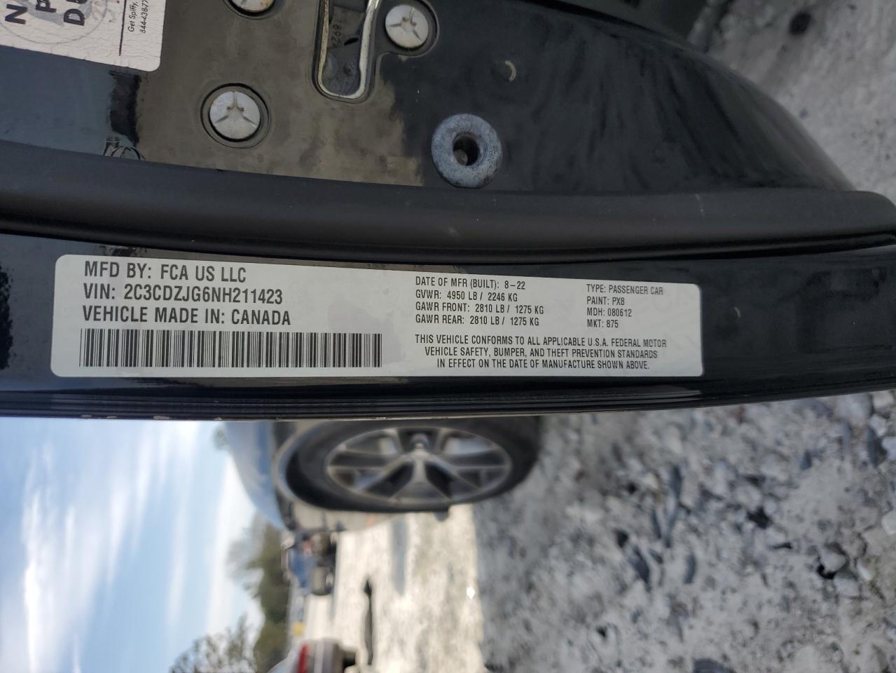 2022 DODGE CHALLENGER GT VIN:2C3CDZJG6NH211423