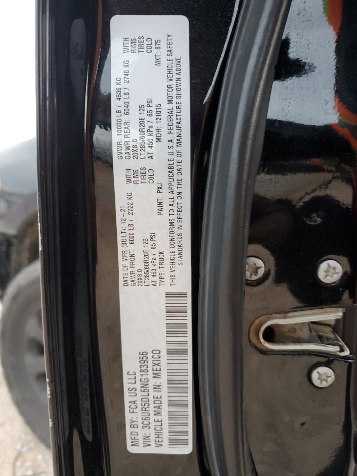 2022 RAM 2500 BIG HORN/LONE STAR VIN:3C6UR5DL6NG183956