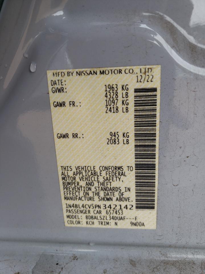 2023 NISSAN ALTIMA SR VIN:1N4BL4CV5PN342142