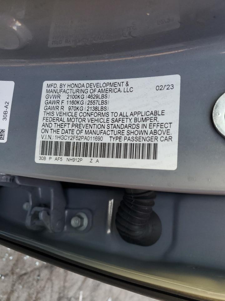 2023 HONDA ACCORD HYBRID SPORT VIN:1HGCY2F52PA011690