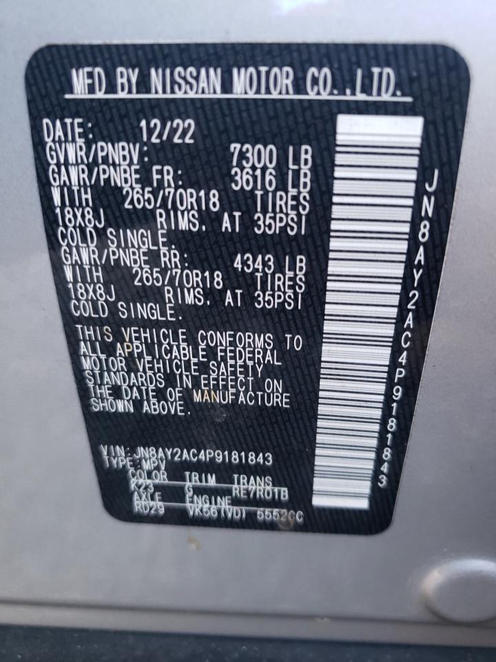2023 NISSAN ARMADA S VIN:JN8AY2AC4P9181843
