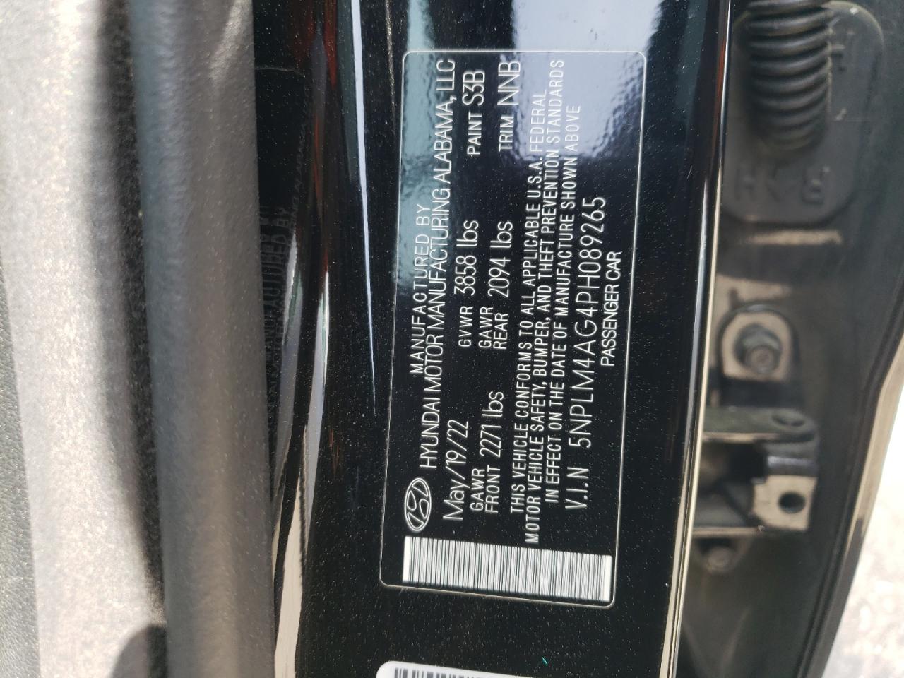 2023 HYUNDAI ELANTRA SEL VIN:5NPLM4AG4PH089265