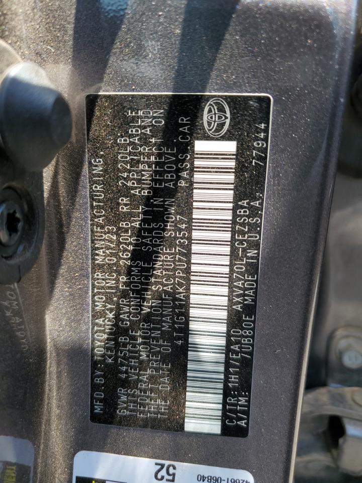 2023 TOYOTA CAMRY SE NIGHT SHADE VIN:4T1G11AK7PU773547