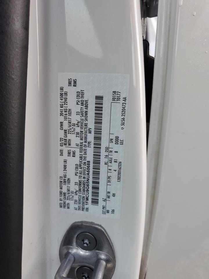 2022 FORD ESCAPE SE VIN:1FMCU9G65NUA60688