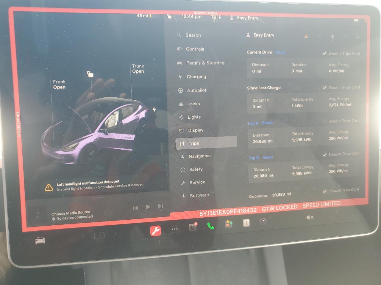 2023 TESLA MODEL 3  VIN:5YJ3E1EA0PF418432