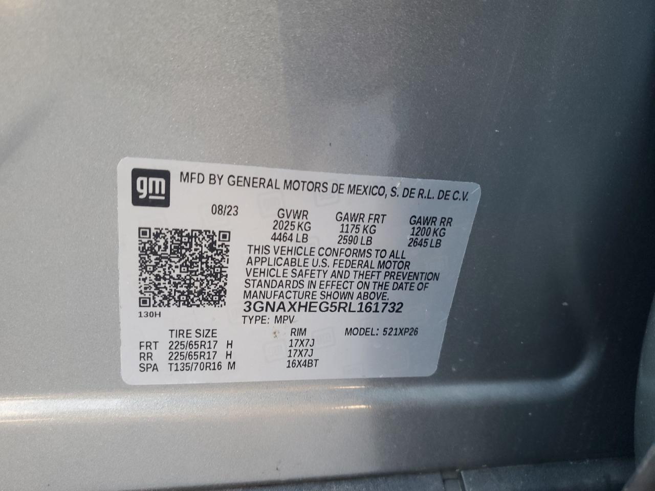 2024 CHEVROLET EQUINOX LS VIN:3GNAXHEG5RL161732