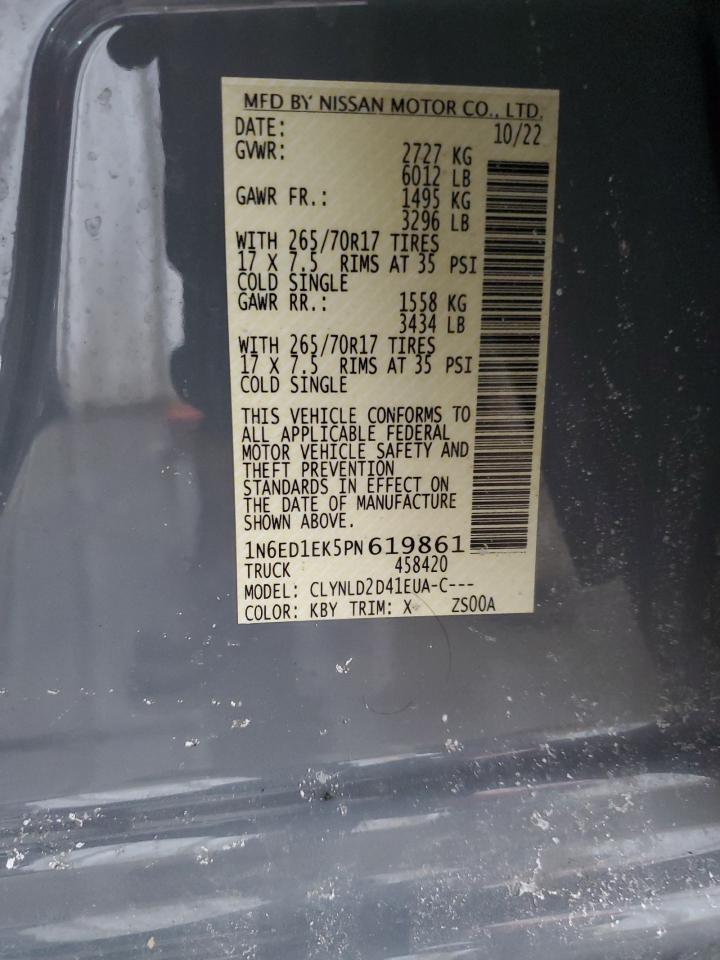 2023 NISSAN FRONTIER S VIN:1N6ED1EK5PN619861