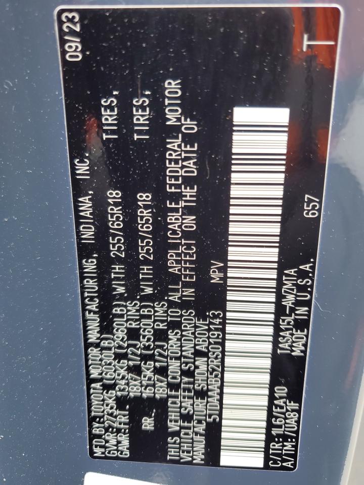 2024 TOYOTA GRAND HIGHLANDER XLE VIN:5TDAAAB52RS019143