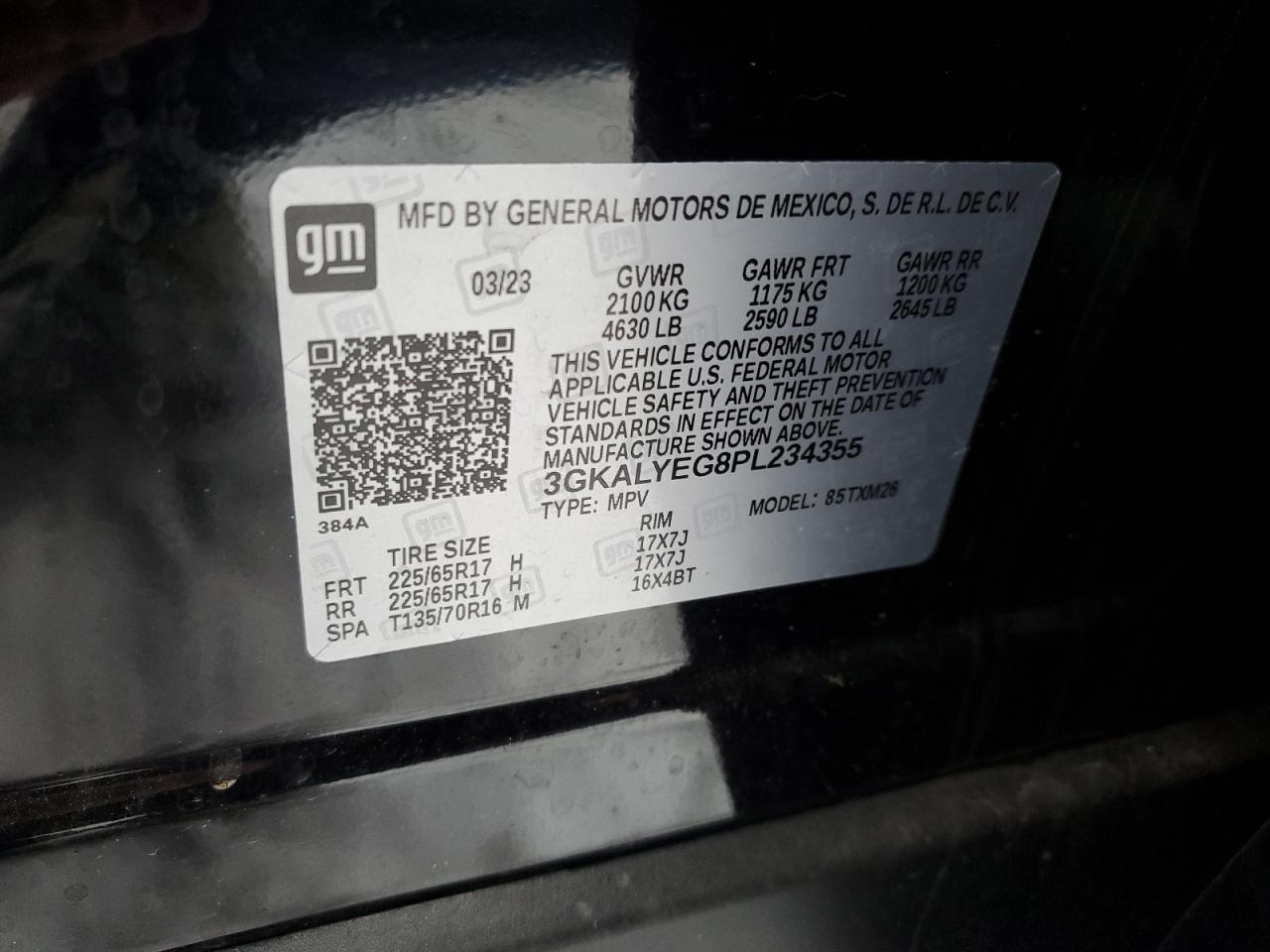 2023 GMC TERRAIN AT4 VIN:3GKALYEG8PL234355