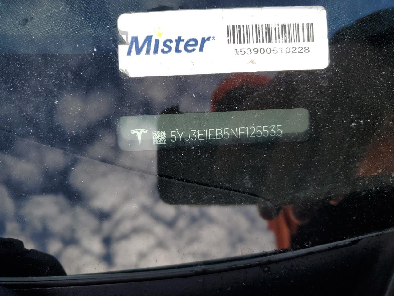 2022 TESLA MODEL 3  VIN:5YJ3E1EB5NF125535
