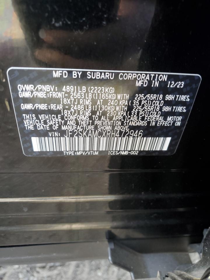 2024 SUBARU FORESTER TOURING VIN:JF2SKAMCXRH472946