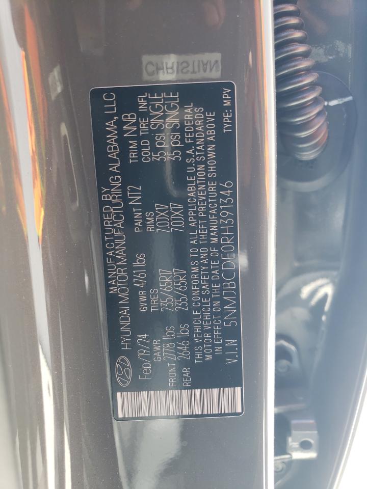 2024 HYUNDAI TUCSON SEL VIN:5NMJBCDE0RH391346