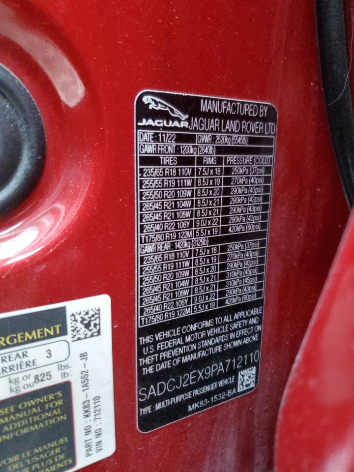 2023 JAGUAR F-PACE S VIN:SADCJ2EX9PA712110