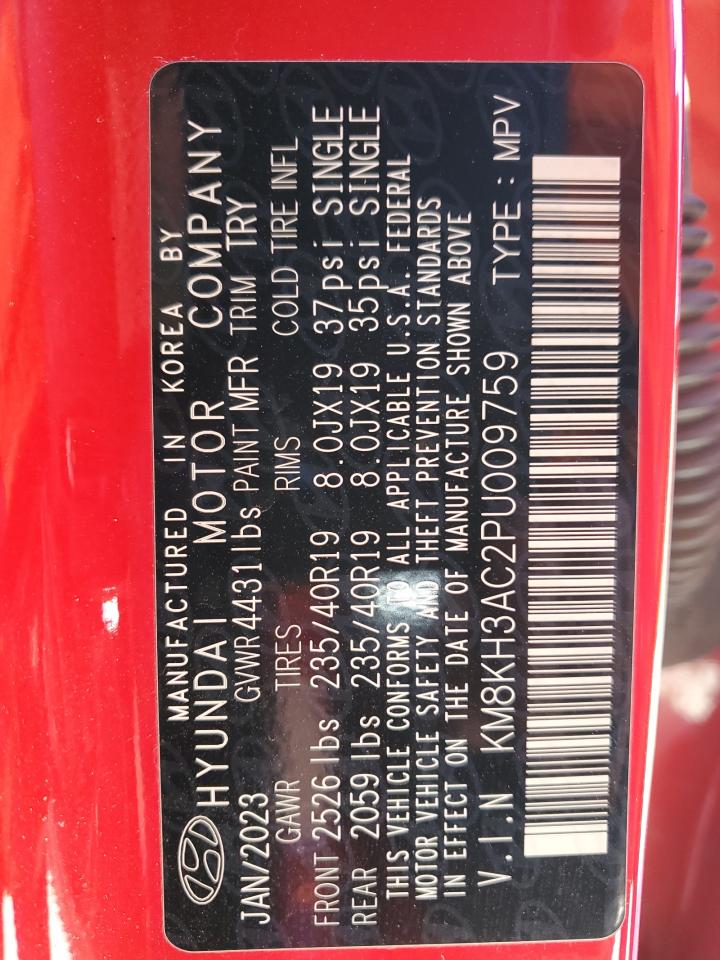 2023 HYUNDAI KONA N BASE VIN:KM8KH3AC2PU009759