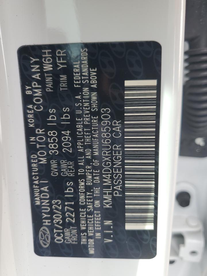 2024 HYUNDAI ELANTRA SEL VIN:KMHLM4DGXRU685903