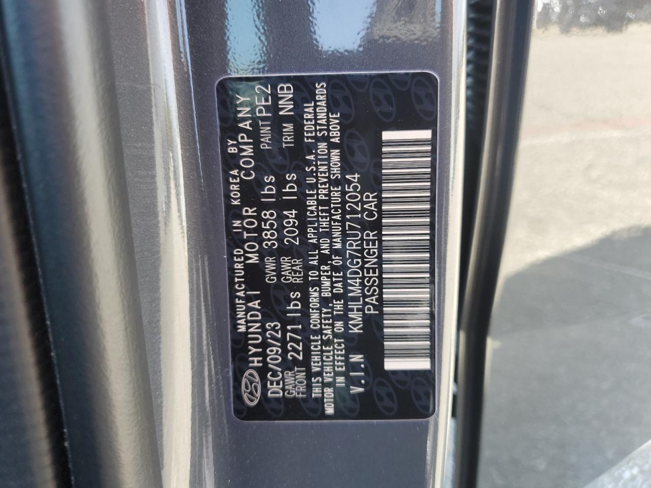 2024 HYUNDAI ELANTRA SEL VIN:KMHLM4DG7RU712054