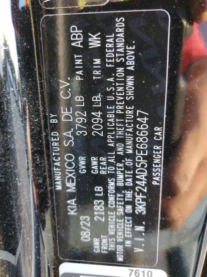 2023 KIA FORTE LX VIN:3KPF24AD5PE686647