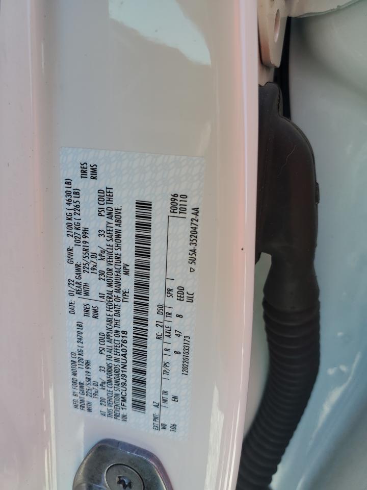 2022 FORD ESCAPE TITANIUM VIN:1FMCU9J91NUA07618