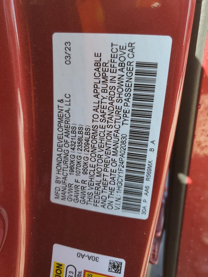 2023 HONDA ACCORD LX VIN:1HGCY1F24PA020830