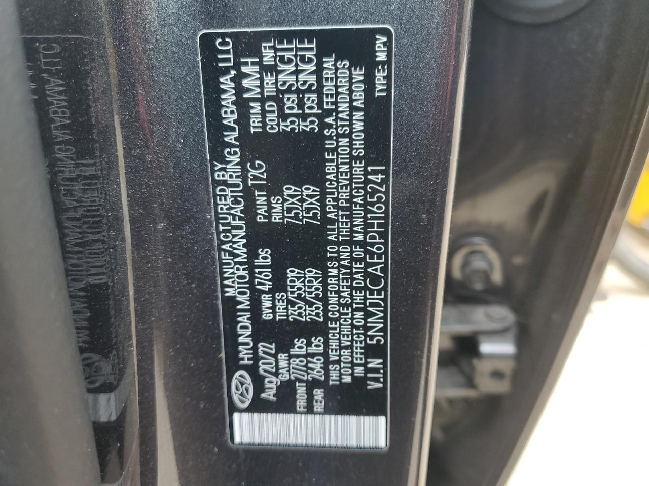 2023 HYUNDAI TUCSON LIMITED VIN:5NMJECAE6PH165241