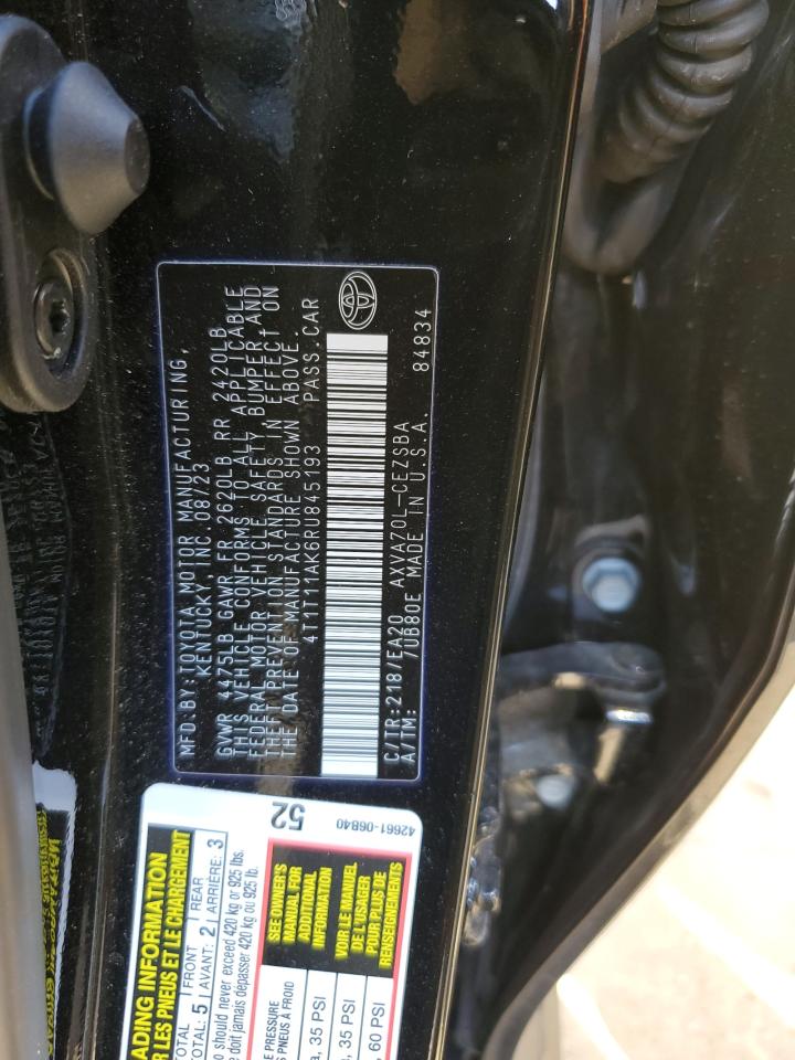 2024 TOYOTA CAMRY SE NIGHT SHADE VIN:4T1T11AK6RU845193