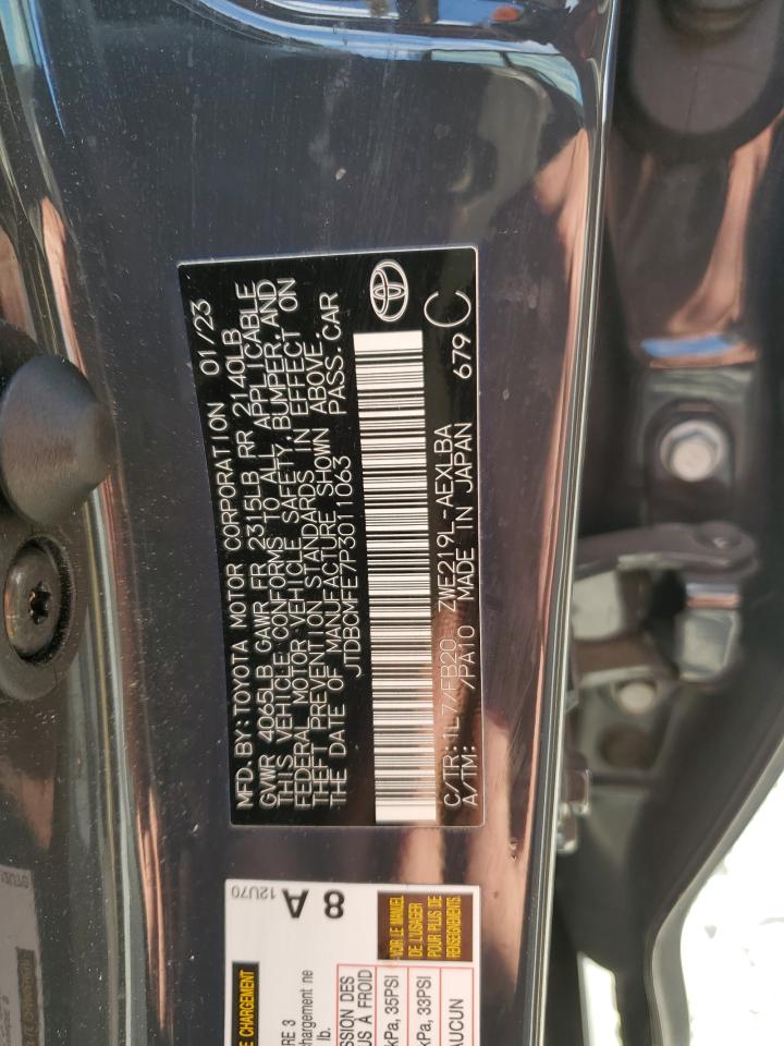 2023 TOYOTA COROLLA LE VIN:JTDBCMFE7P3011063