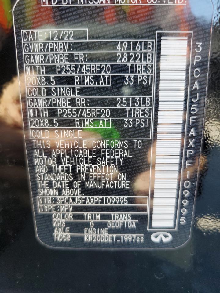 2023 INFINITI QX50 SPORT VIN:3PCAJ5FAXPF109995