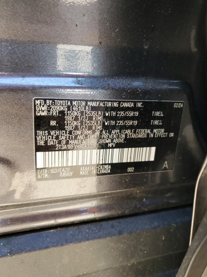 2024 TOYOTA RAV4 XLE PREMIUM VIN:2T3A1RFV4RC432061