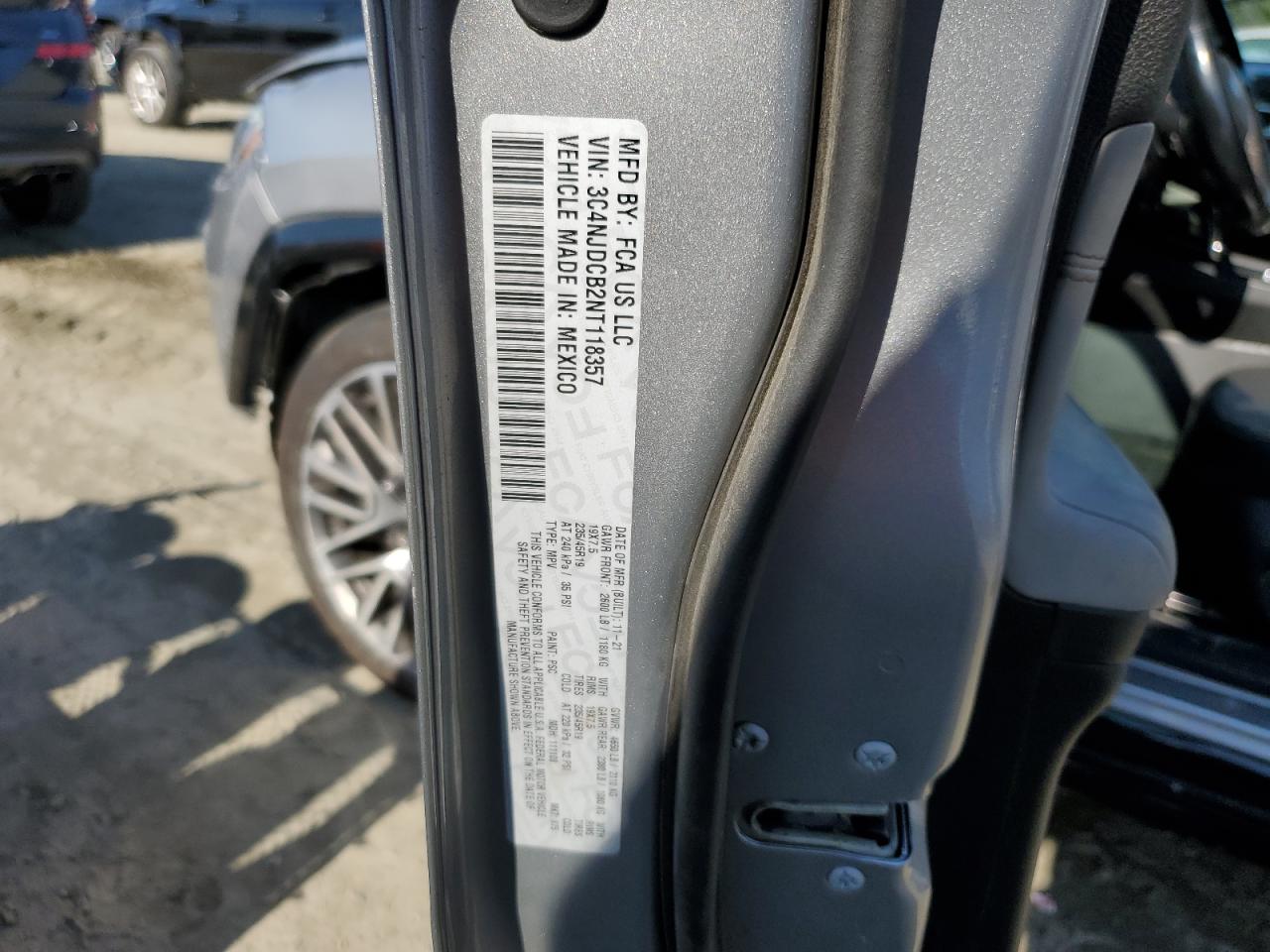 2022 JEEP COMPASS LIMITED VIN:3C4NJDCB2NT118357