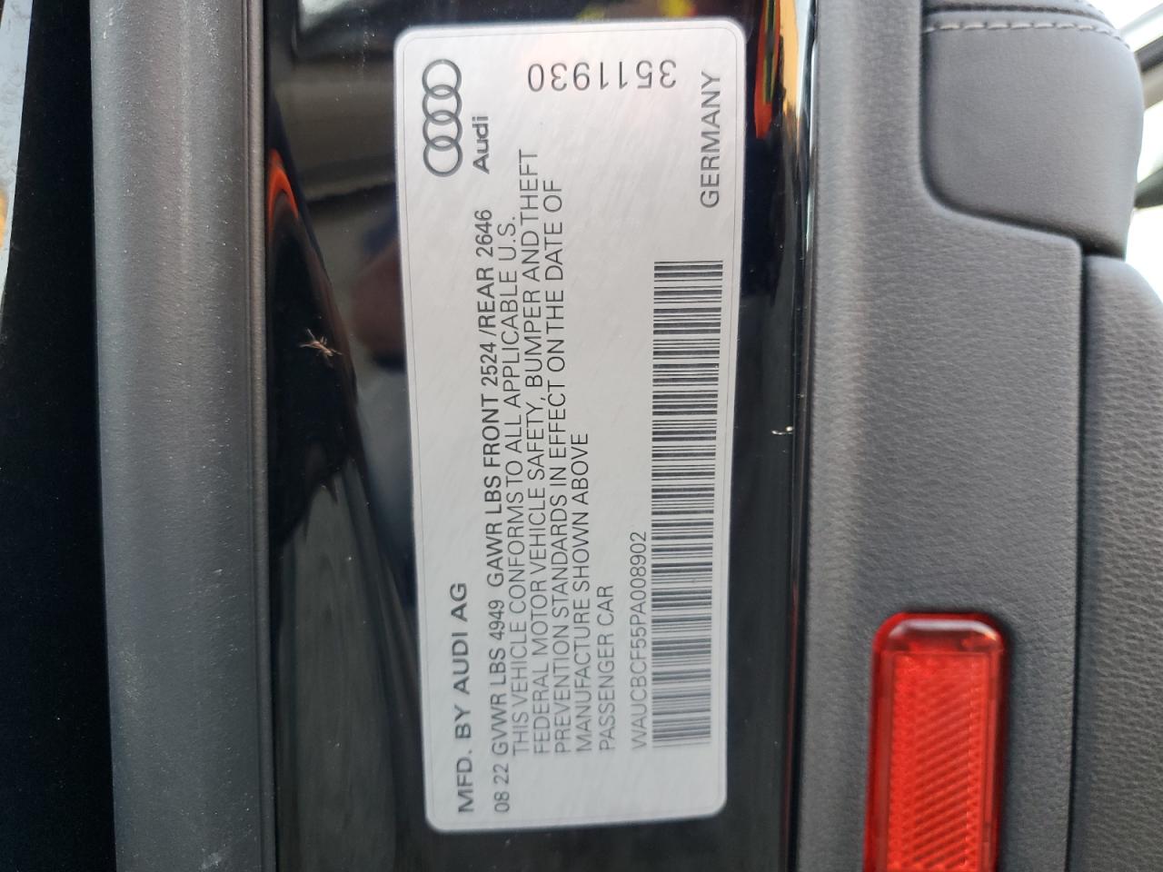 2023 AUDI A5 PREMIUM PLUS 40 VIN:WAUCBCF55PA008902