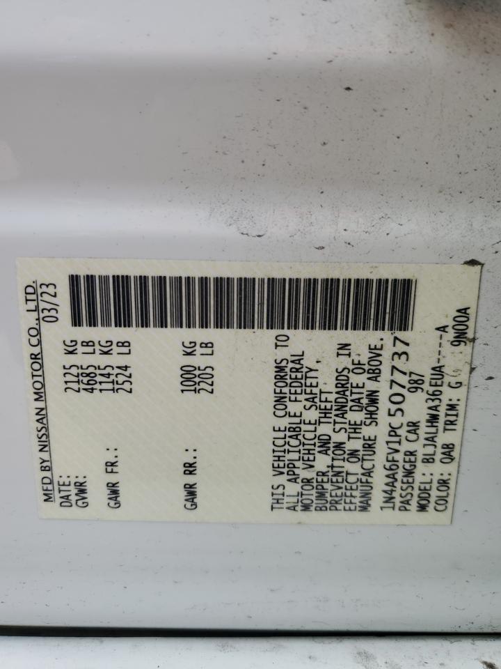 2023 NISSAN MAXIMA PLATINUM VIN:1N4AA6FV1PC507737