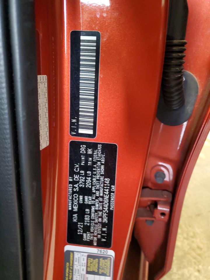 2022 KIA FORTE GT LINE VIN:3KPF54AD6NE441148