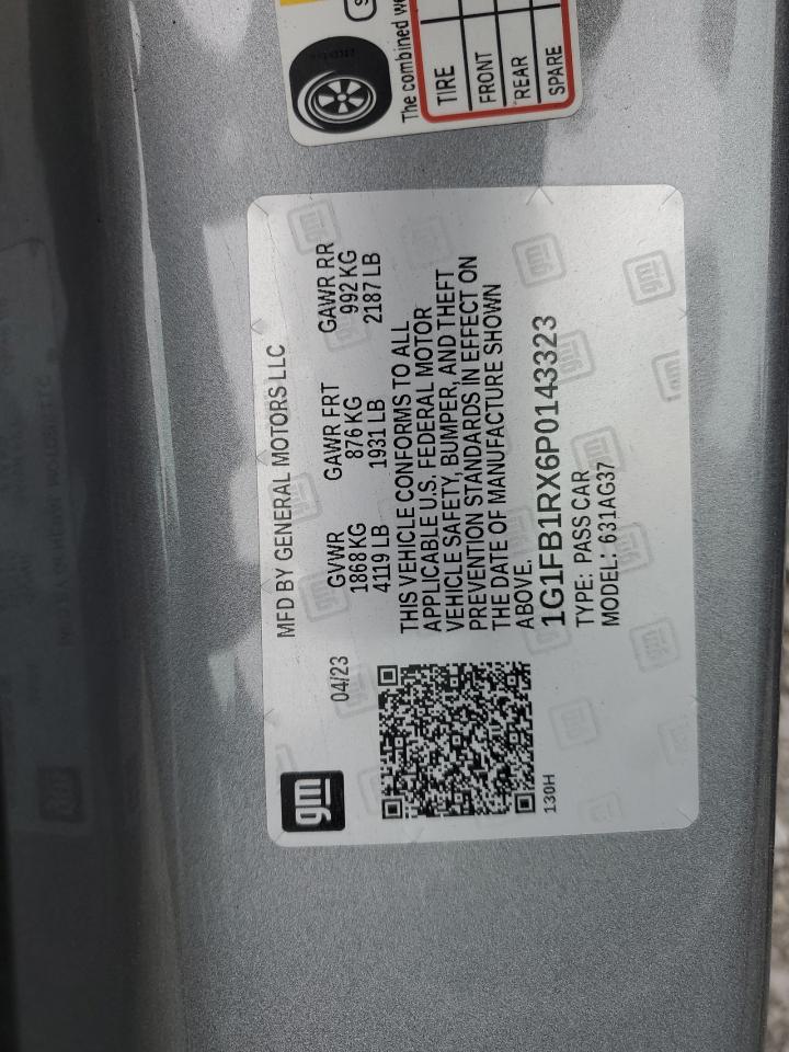 2023 CHEVROLET CAMARO LS VIN:1G1FB1RX6P0143323