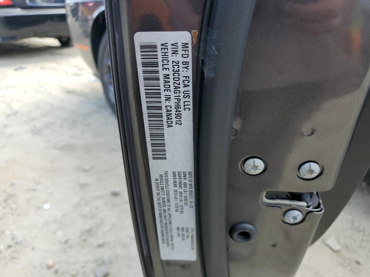 2023 DODGE CHALLENGER SXT VIN:2C3CDZAG1PH649012