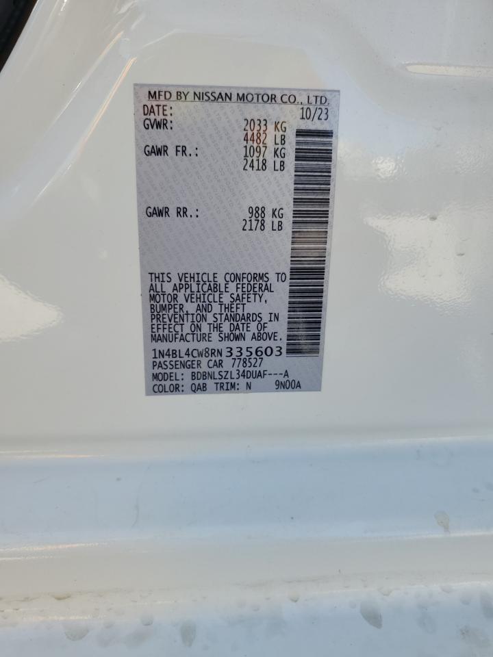 2024 NISSAN ALTIMA SR VIN:1N4BL4CW8RN335603