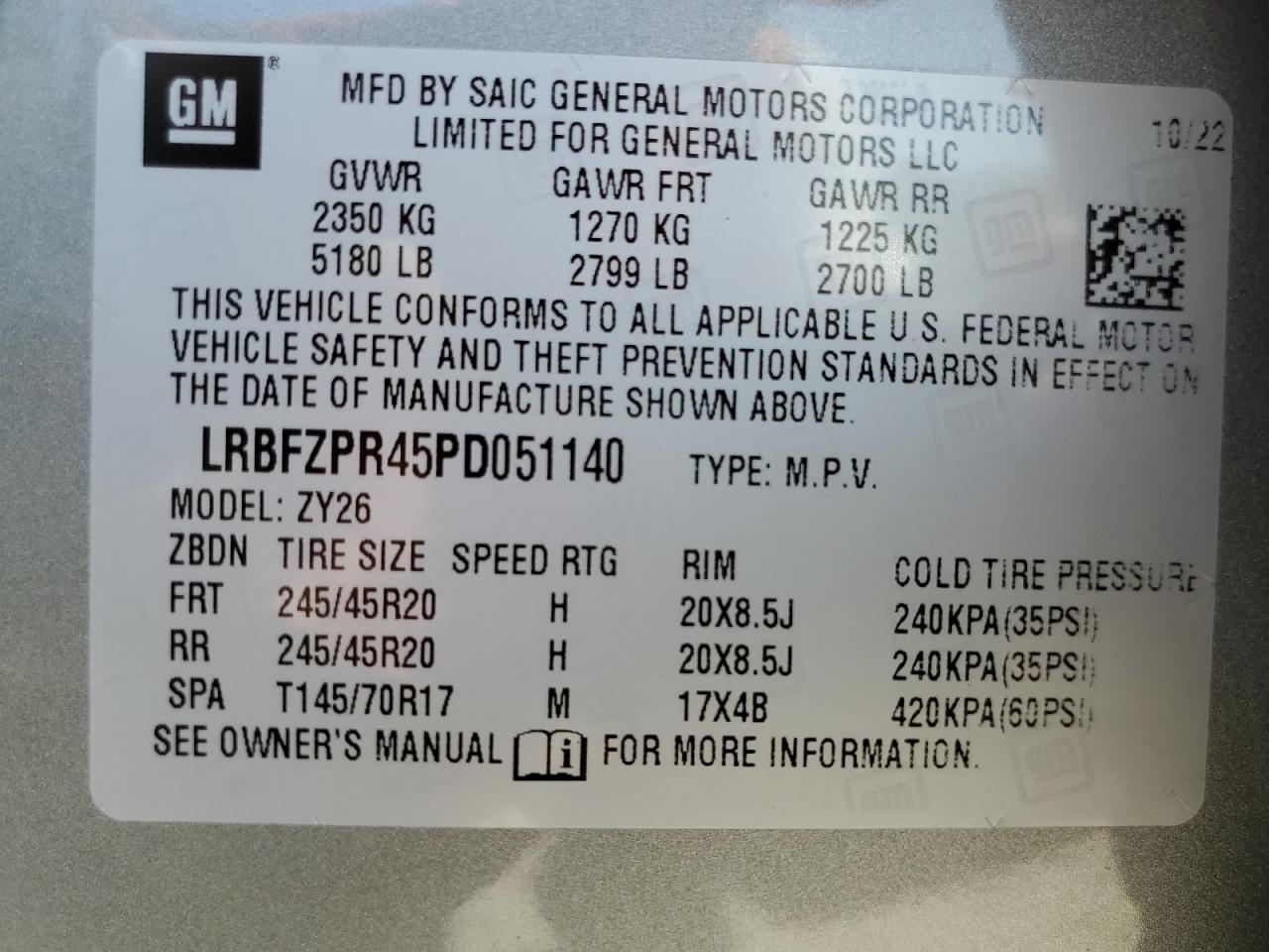 2023 BUICK ENVISION ESSENCE VIN:LRBFZPR45PD051140