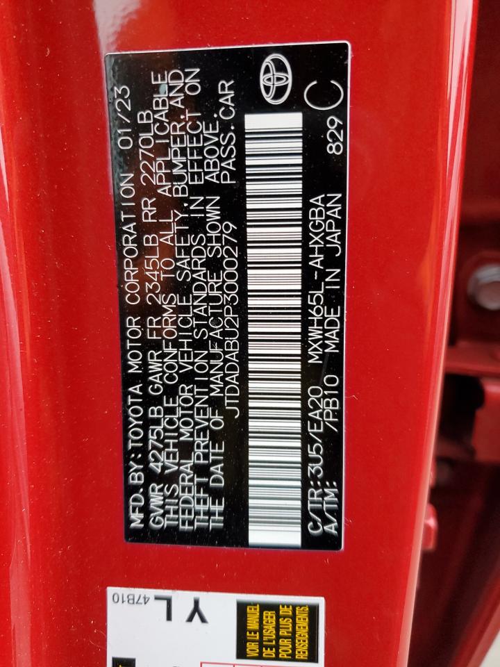 2023 TOYOTA PRIUS LE VIN:JTDADABU2P3000279