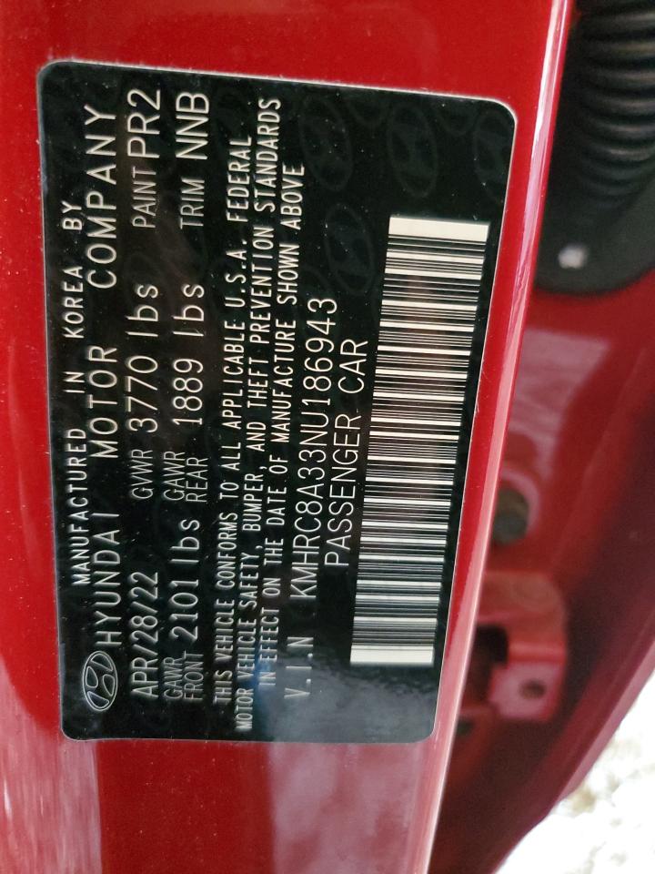 2022 HYUNDAI VENUE SEL VIN:KMHRC8A33NU186943