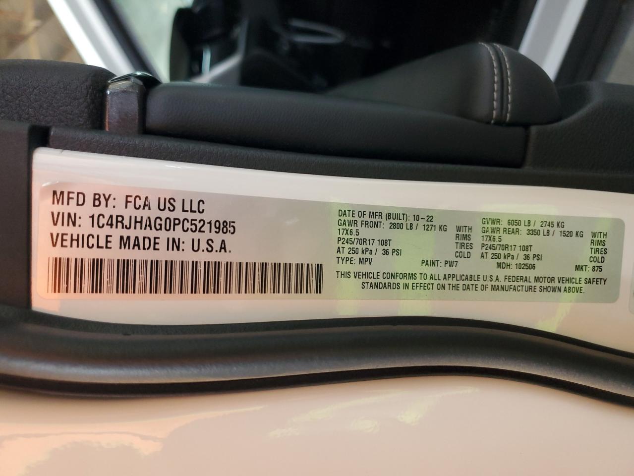2023 JEEP GRAND CHEROKEE LAREDO VIN:1C4RJHAG0PC521985