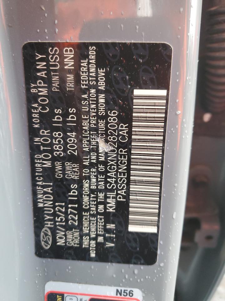 2022 HYUNDAI ELANTRA SEL VIN:KMHLS4AGXNU282086