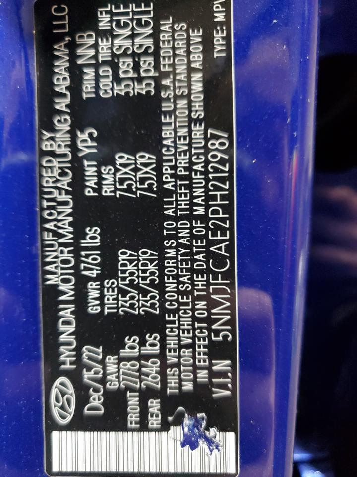 2023 HYUNDAI TUCSON SEL VIN:5NMJFCAE2PH212987