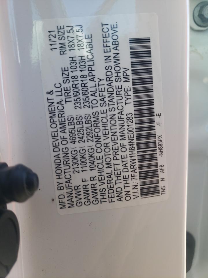 2022 HONDA CR-V EXL VIN:7FARW1H84NE001283