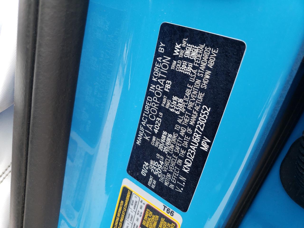2024 KIA SOUL LX VIN:KNDJ23AU6R7230552