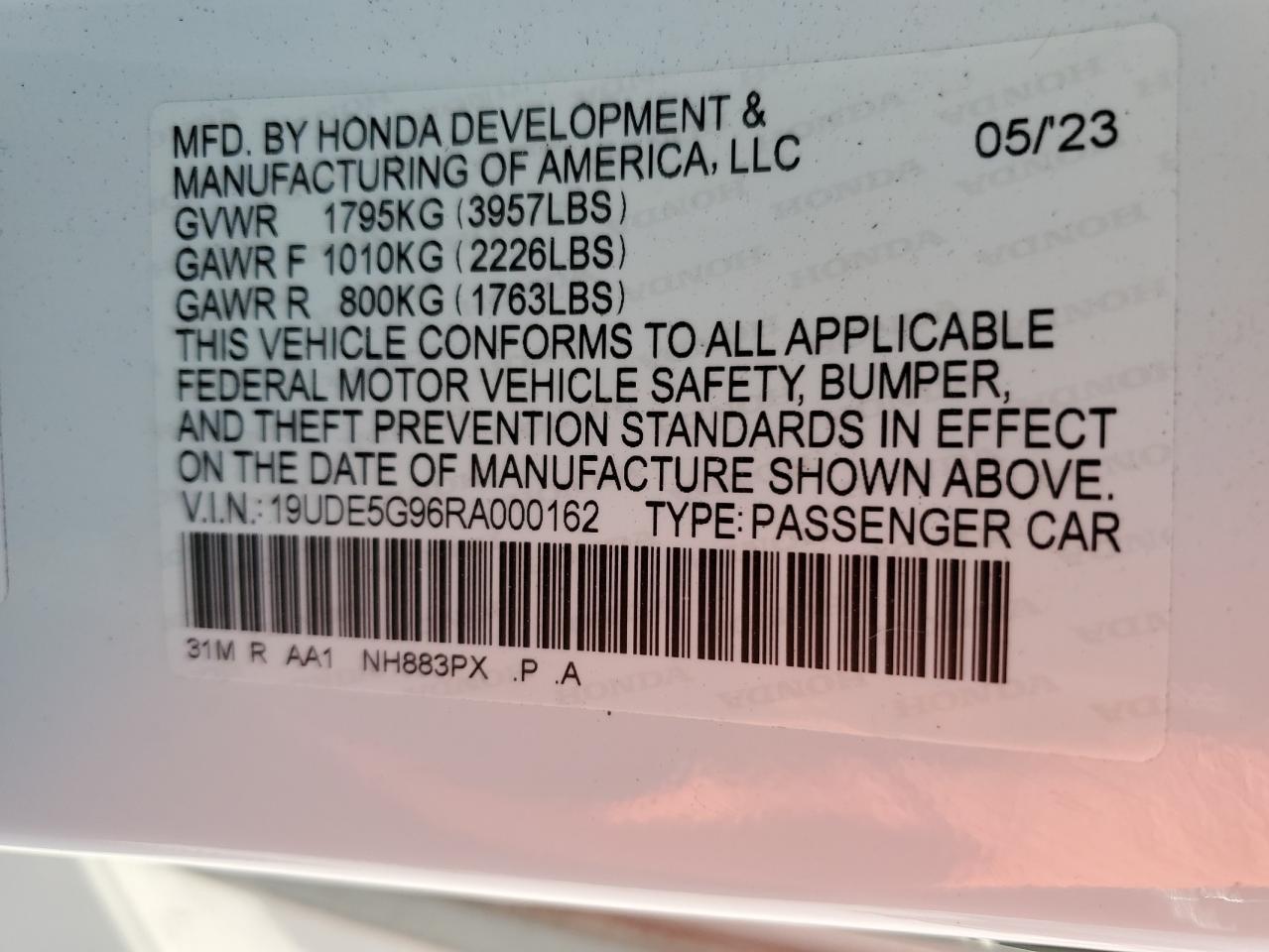 2024 ACURA INTEGRA TYPE S VIN:19UDE5G96RA000162