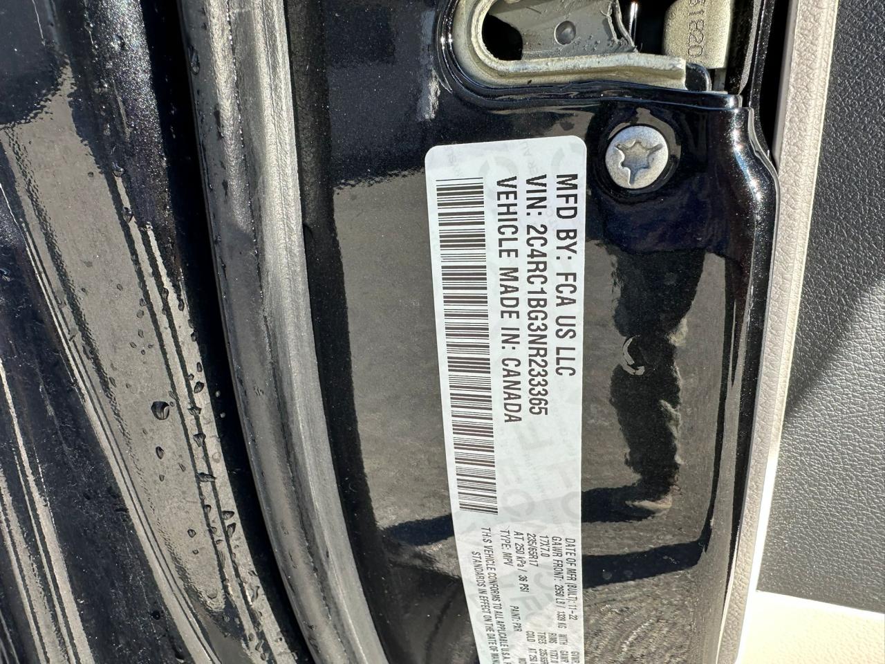 2022 CHRYSLER PACIFICA TOURING L VIN:2C4RC1BG3NR233365