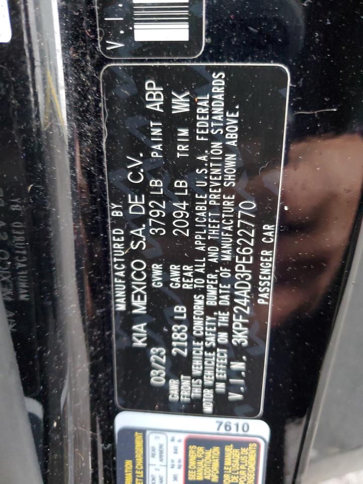 2023 KIA FORTE LX VIN:3KPF24AD3PE622770
