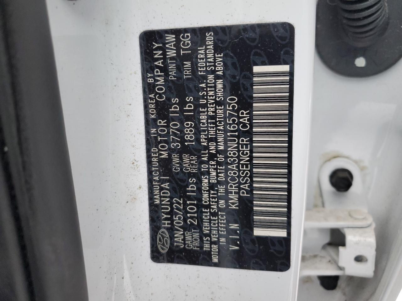 2022 HYUNDAI VENUE SEL VIN:KMHRC8A38NU165750