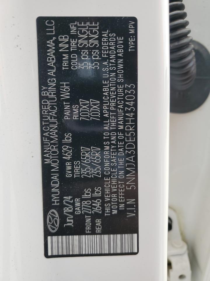 2024 HYUNDAI TUCSON SE VIN:5NMJA3DE5RH434033