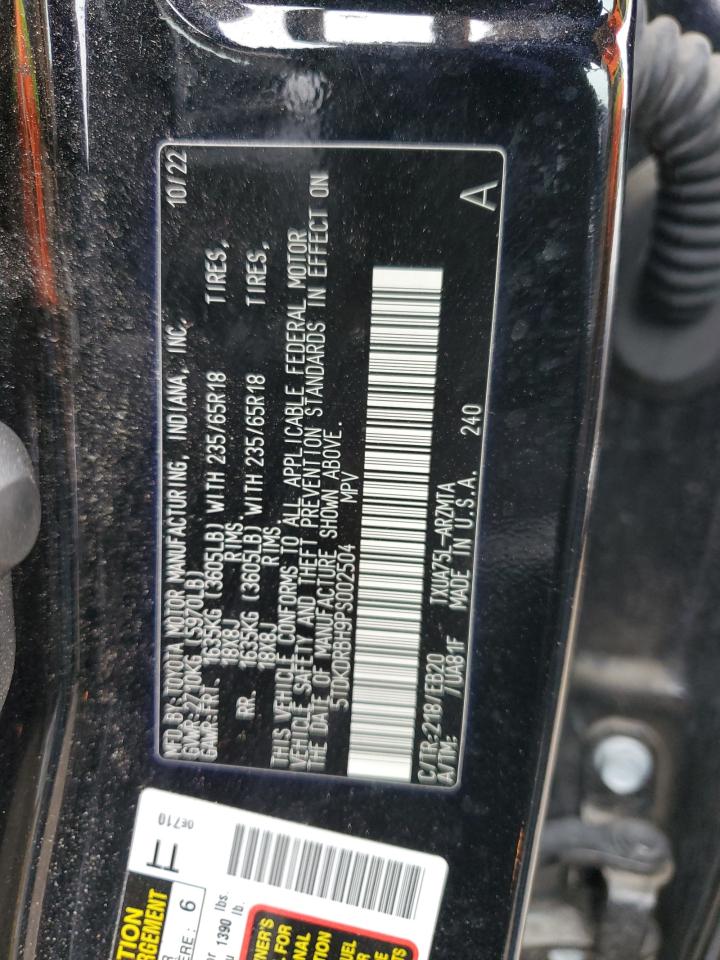 2023 TOYOTA HIGHLANDER L VIN:5TDKDRBH9PS002504